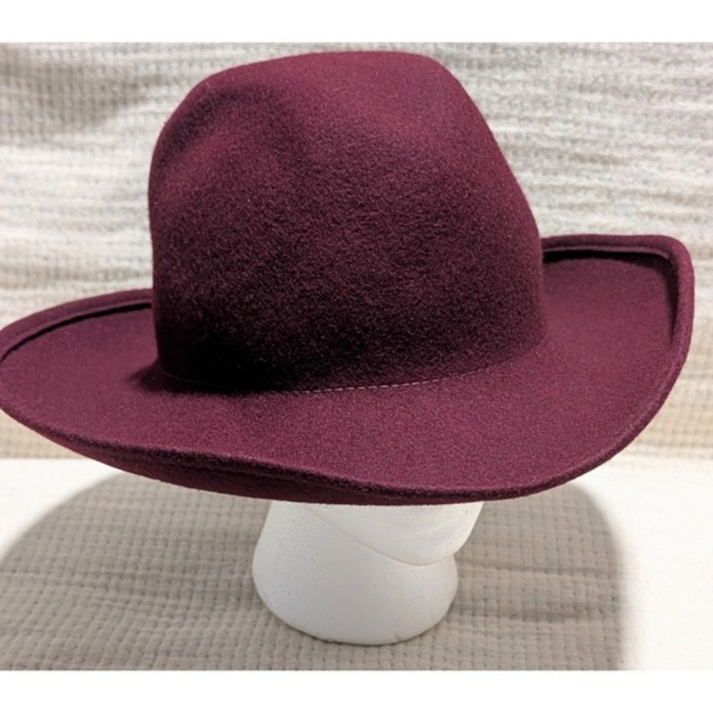 Womens Burgundy Wool‎ Fedora Hat Made in Italy S/M